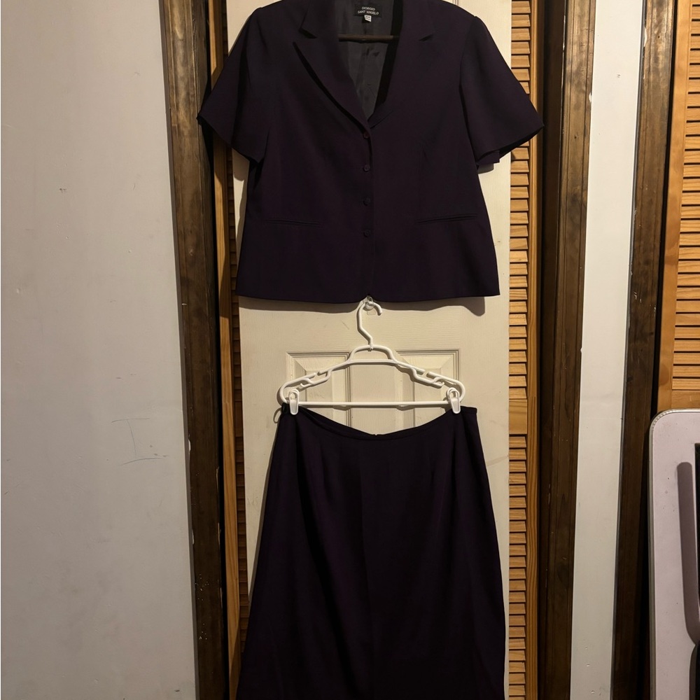 🐾 Elegant Giorgio Sant’ Angelo Purple Women's Skirt Suit : Size 16 W 🐾
